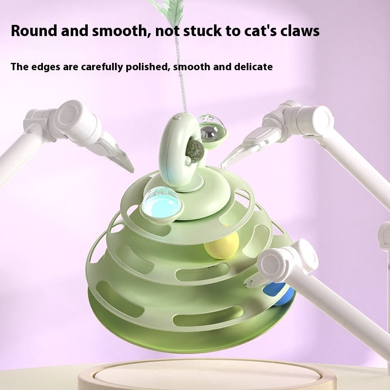 4-Level Cat Tower Toy - Interactive Roller Ball Track Puzzle