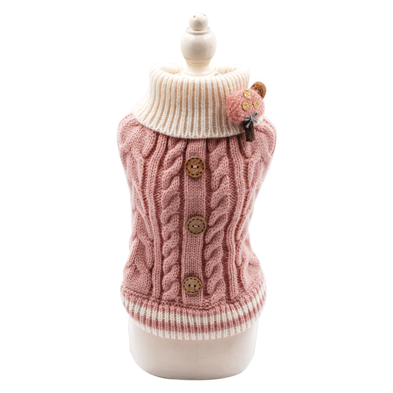 Classic Knitted Pet Sweater - Warm Winter Jacket for Small Dogs & Cats