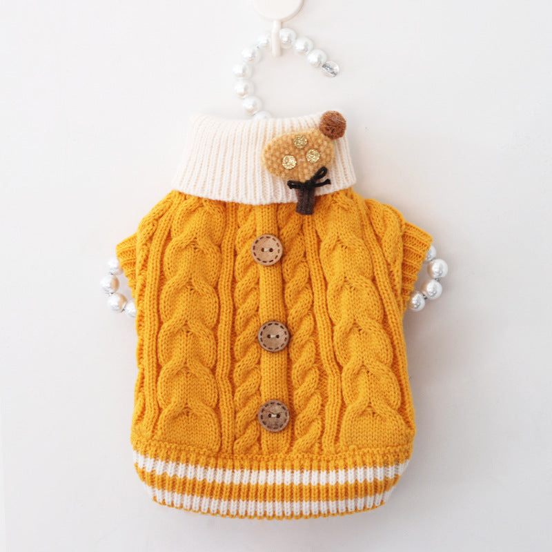 Classic Knitted Pet Sweater - Warm Winter Jacket for Small Dogs & Cats