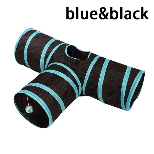 Foldable Cat Tunnel Toy - Collapsible Play Tube for Cats & Rabbits (2-5 Holes)