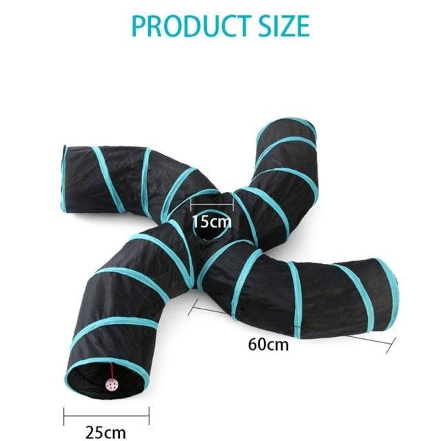 Foldable Cat Tunnel Toy - Collapsible Play Tube for Cats & Rabbits (2-5 Holes)