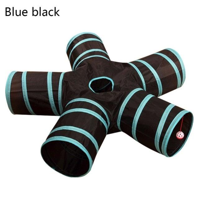 Foldable Cat Tunnel Toy - Collapsible Play Tube for Cats & Rabbits (2-5 Holes)