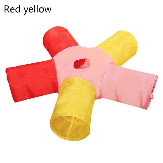 Foldable Cat Tunnel Toy - Collapsible Play Tube for Cats & Rabbits (2-5 Holes)
