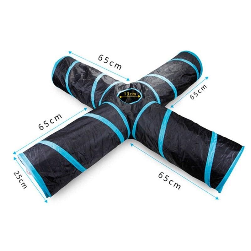 Foldable Cat Tunnel Toy - Collapsible Play Tube for Cats & Rabbits (2-5 Holes)