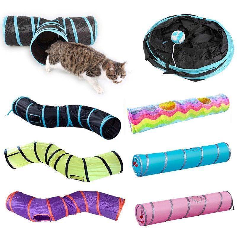 Foldable Cat Tunnel Toy - Collapsible Play Tube for Cats & Rabbits (2-5 Holes)