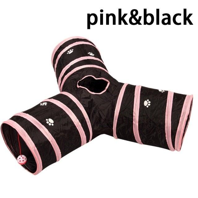Foldable Cat Tunnel Toy - Collapsible Play Tube for Cats & Rabbits (2-5 Holes)
