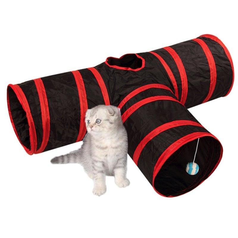 Foldable Cat Tunnel Toy - Collapsible Play Tube for Cats & Rabbits (2-5 Holes)