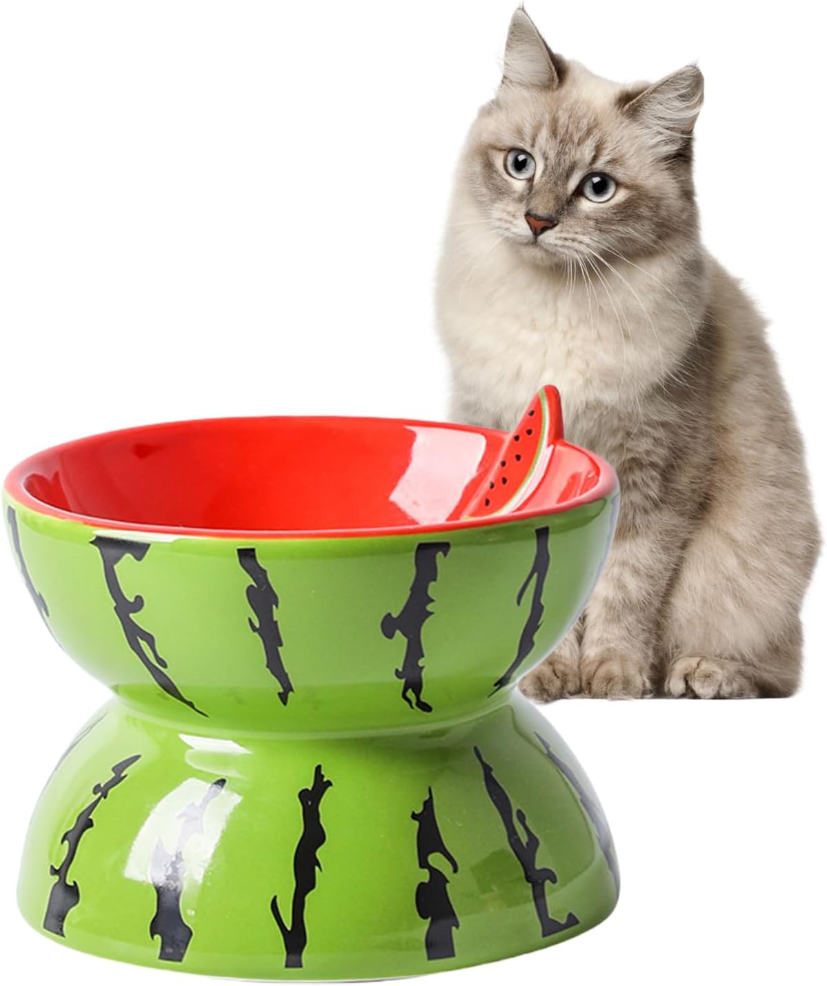 Elevated Ceramic Cat Bowl - Tilted Anti-Vomiting Feeder for Cats & Small Dogs