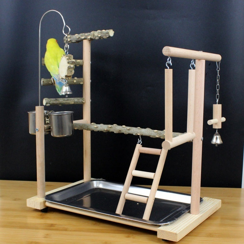 Wooden Parrot Stand - Multi-Perch Bird Pole with Decorative Design