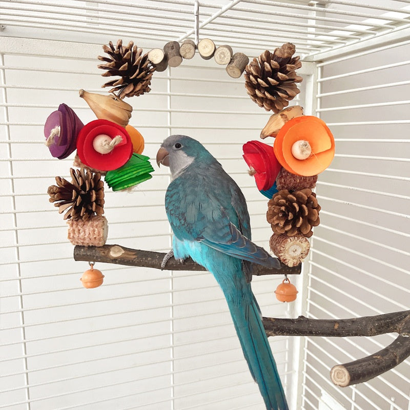 Natural Log Parrot Swing Stand - Beak & Claw Grinding Rod