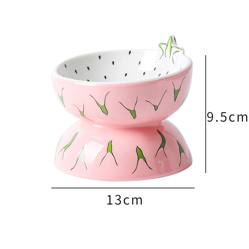 Elevated Ceramic Cat Bowl - Tilted Anti-Vomiting Feeder for Cats & Small Dogs