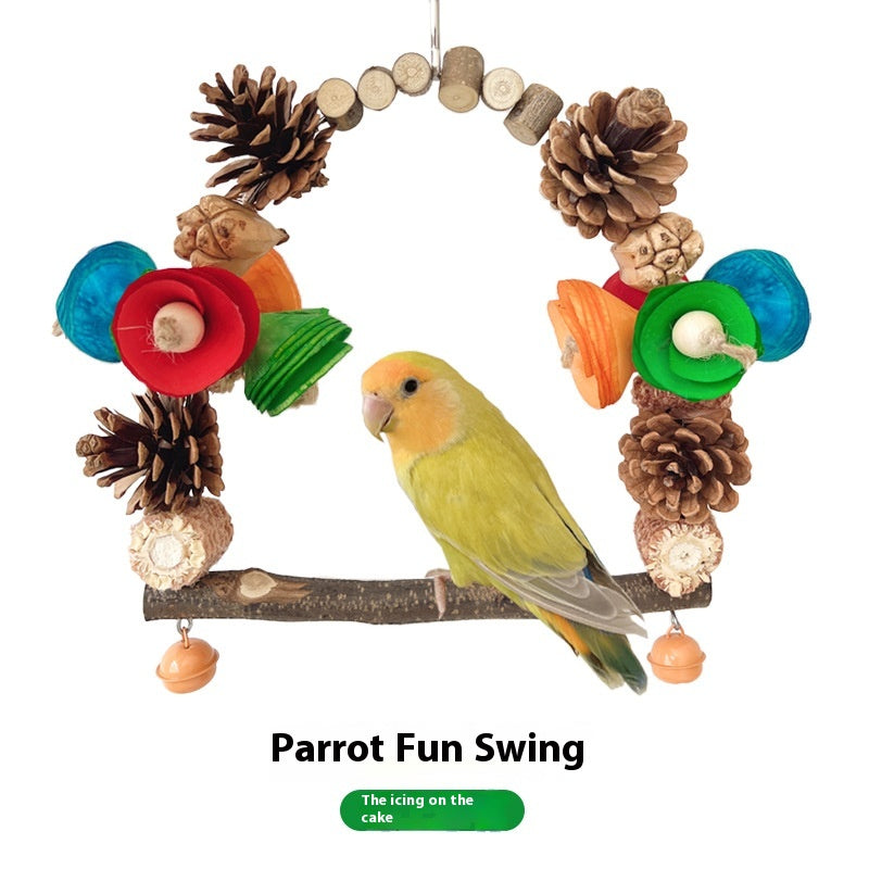 Natural Log Parrot Swing Stand - Beak & Claw Grinding Rod