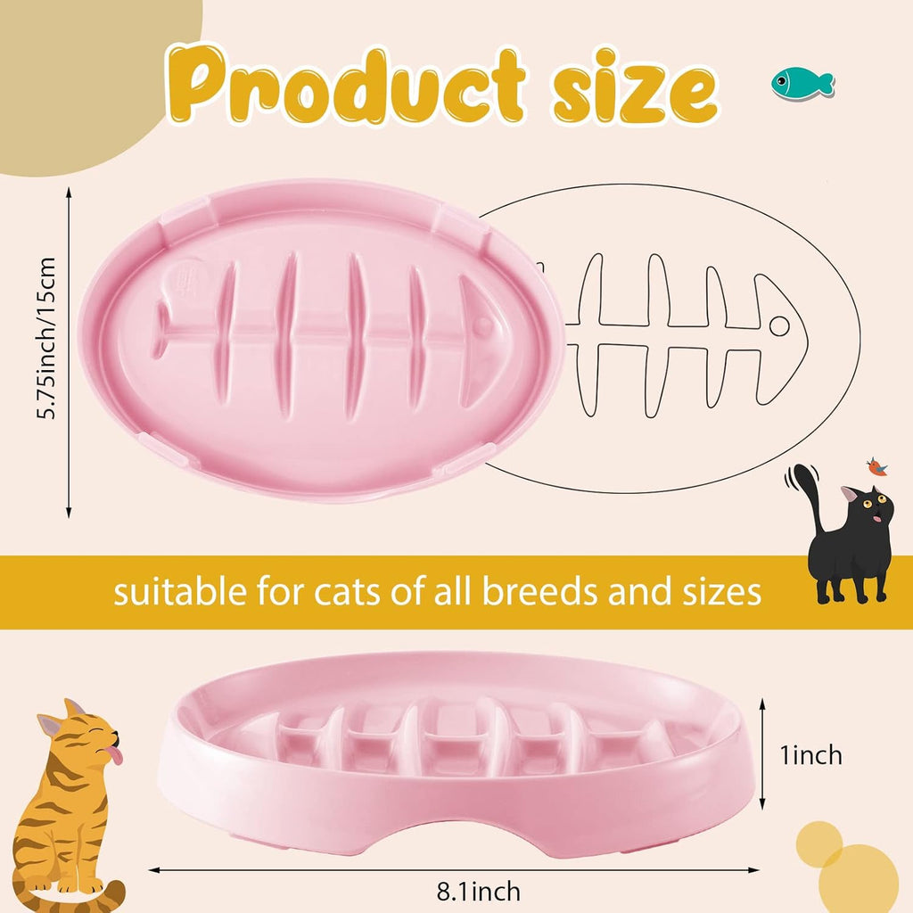 Fishbone Slow Feeder Bowl - Anti-Gulping Pet Dish for Cats & Dogs