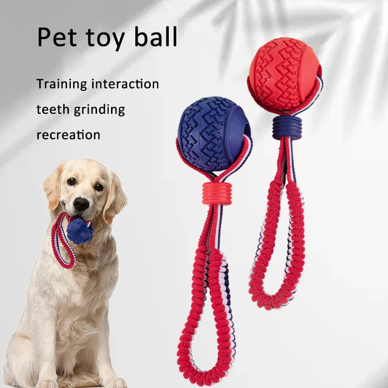 Interactive Dog Chew Ball with Rope - Teether & Training Toy