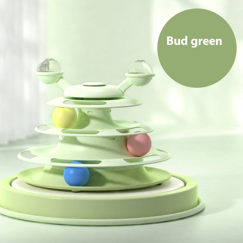 4-Level Cat Tower Toy - Interactive Roller Ball Track Puzzle