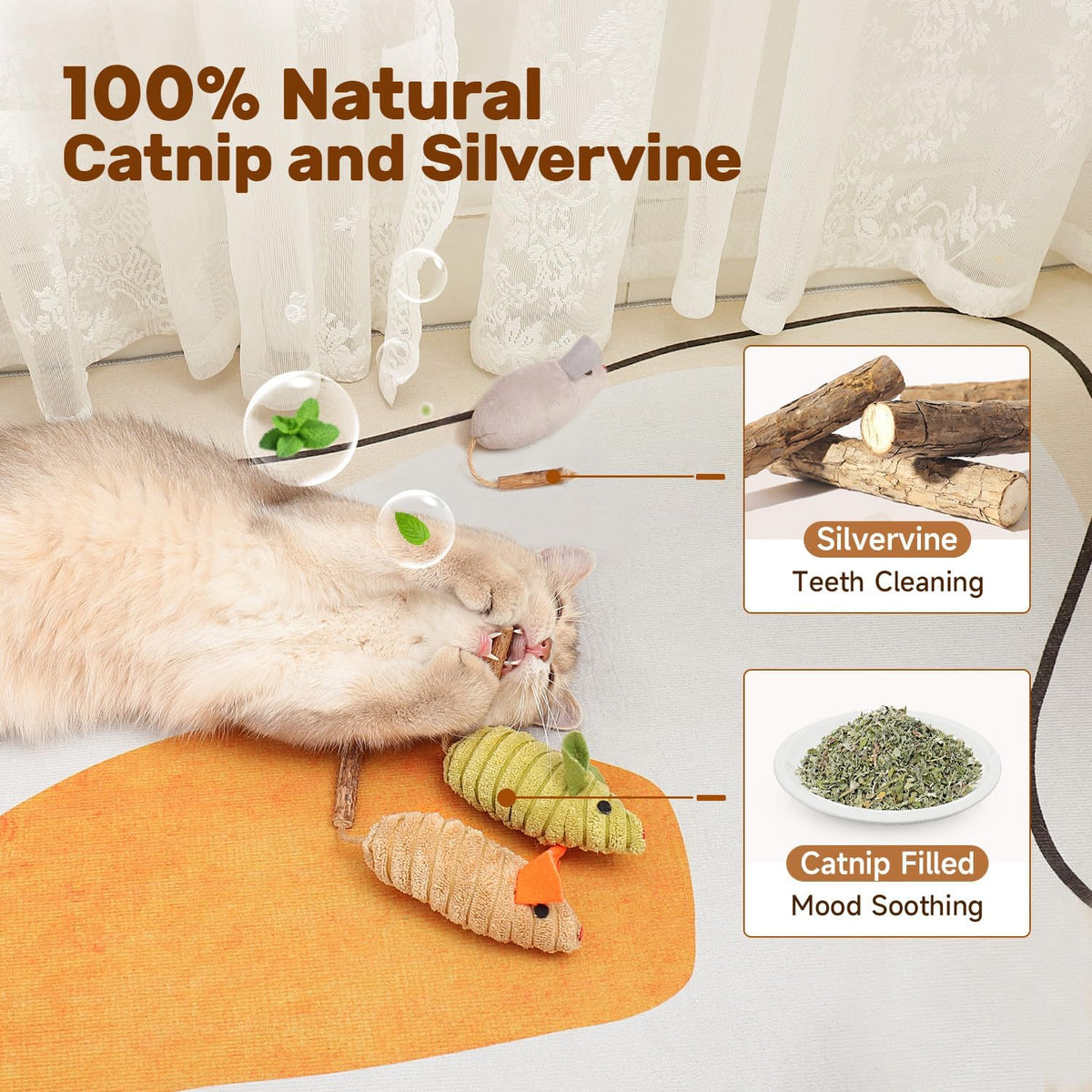 Potaroma Cat Toys  Squeak Mice Interactive Catnip Silvervine Animals Toys For Indoor Kittens  Cat Nip Chirping Toy Cat Chew Exercise Toy For All Breeds And Species