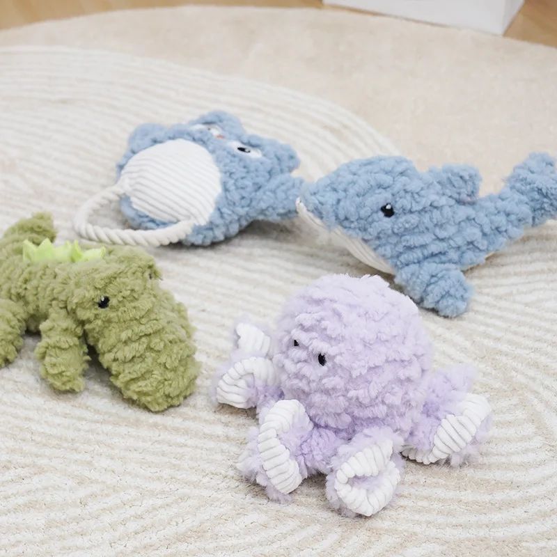 Corduroy Plush Squeaky Dog Toy - Bite-Resistant for Small & Large Dogs