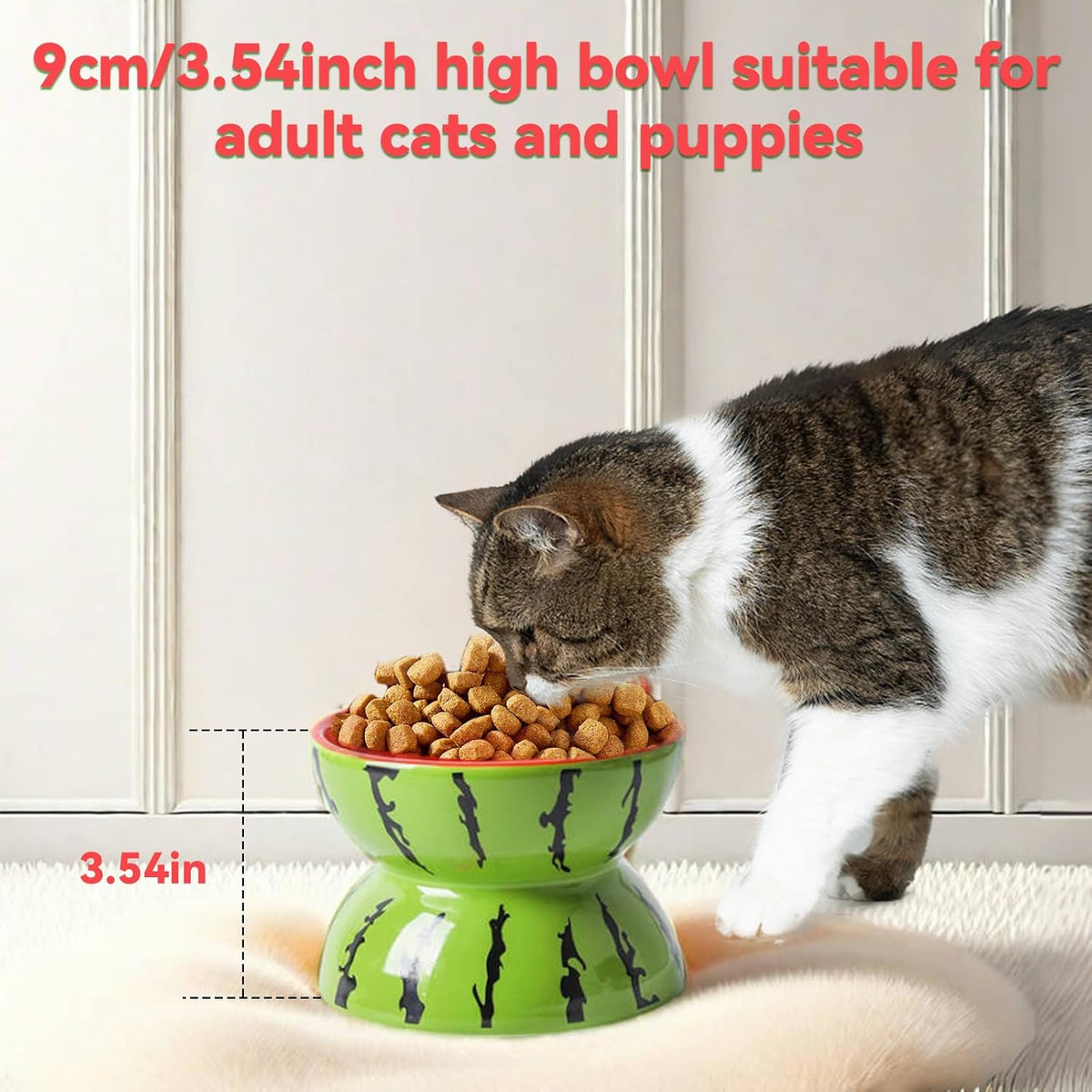 Elevated Ceramic Cat Bowl - Tilted Anti-Vomiting Feeder for Cats & Small Dogs