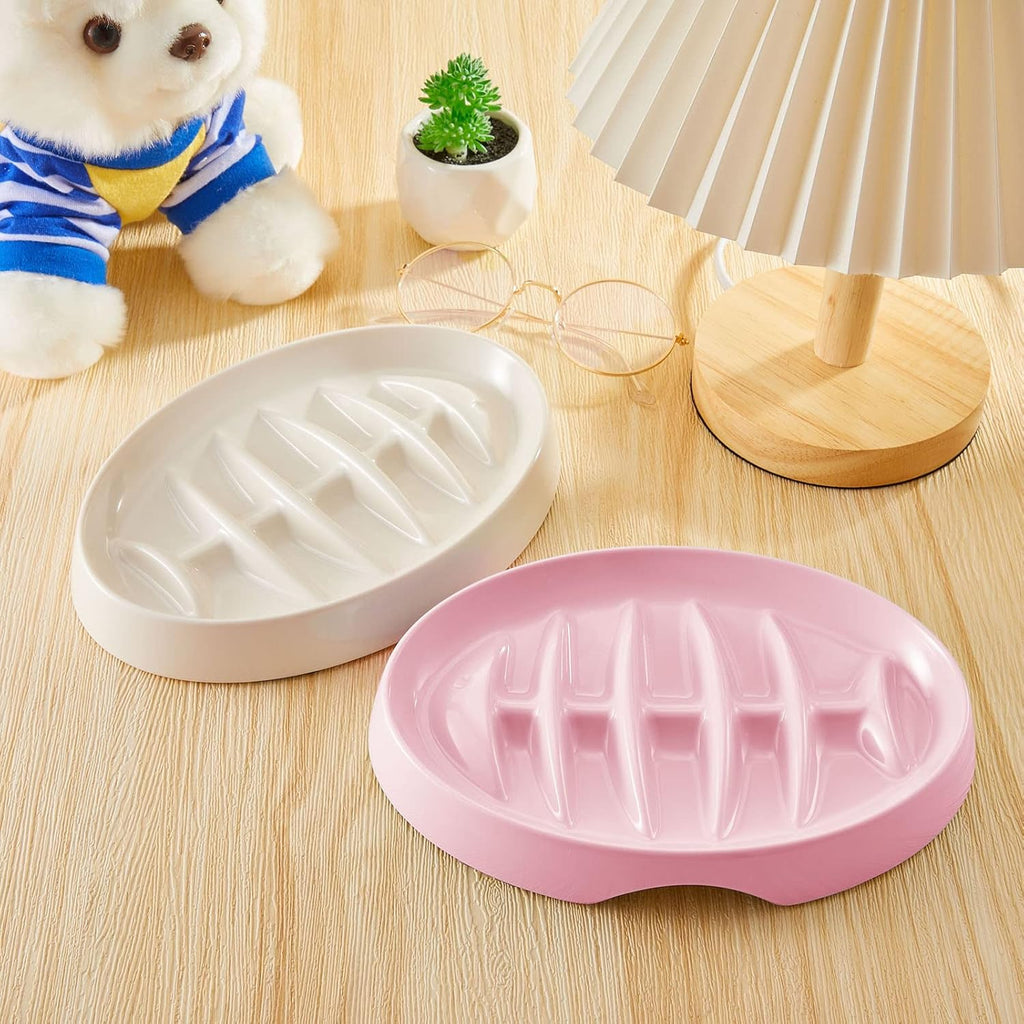 Fishbone Slow Feeder Bowl - Anti-Gulping Pet Dish for Cats & Dogs