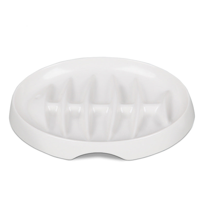Fishbone Slow Feeder Bowl - Anti-Gulping Pet Dish for Cats & Dogs