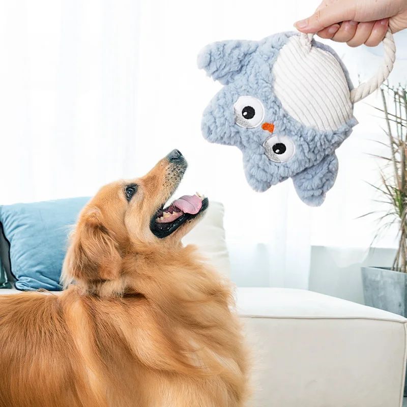 Corduroy Plush Squeaky Dog Toy - Bite-Resistant for Small & Large Dogs