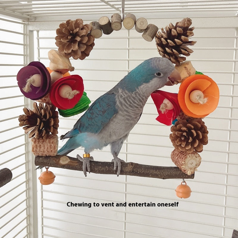 Natural Log Parrot Swing Stand - Beak & Claw Grinding Rod