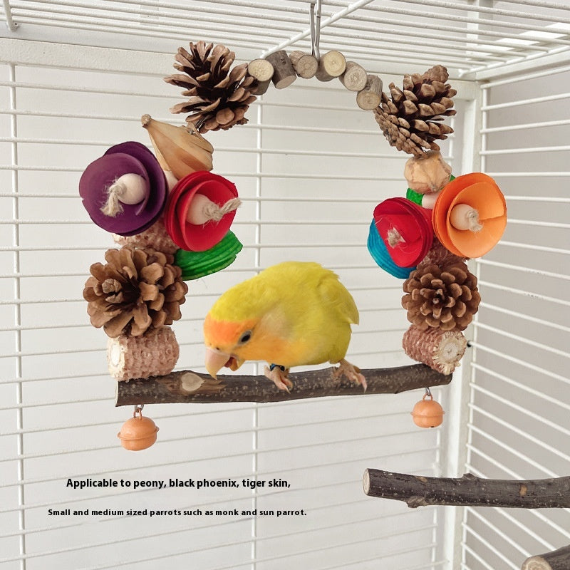 Natural Log Parrot Swing Stand - Beak & Claw Grinding Rod