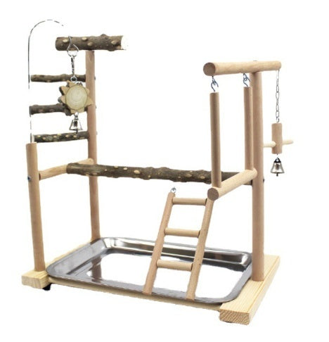 Wooden Parrot Stand - Multi-Perch Bird Pole with Decorative Design