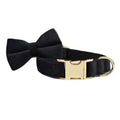 Personalized Black Velvet Dog Harness Set - Harness, Collar & Leash