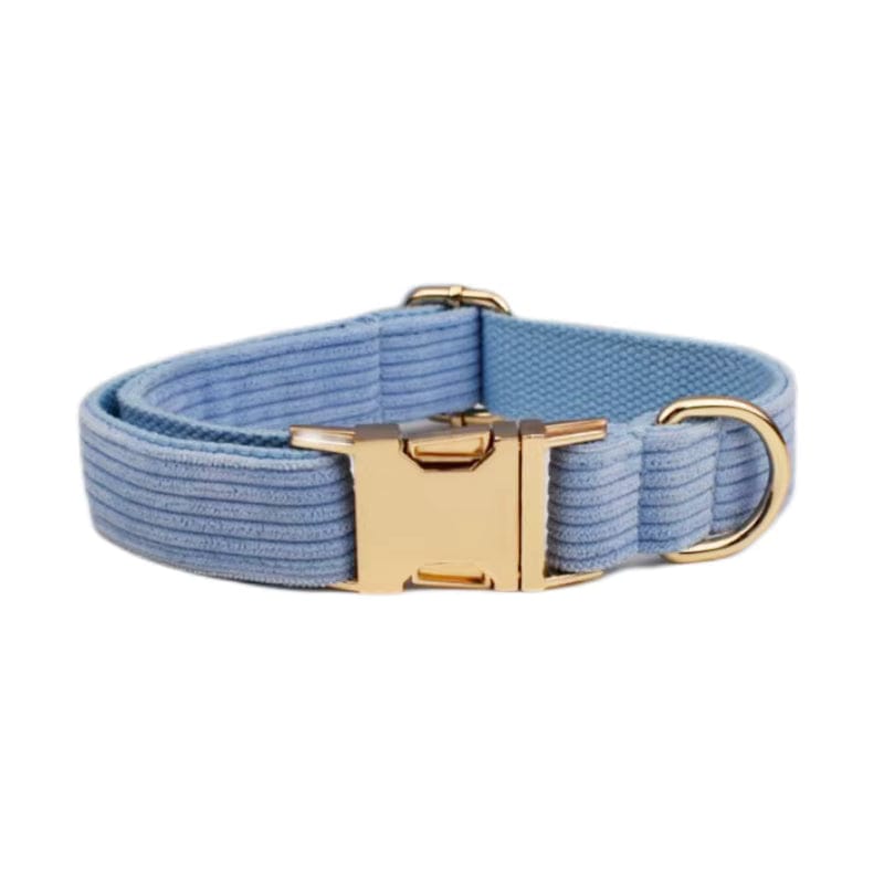 Personalized Blue Corduroy Dog Harness Set - Harness, Leash & Bow Tie
