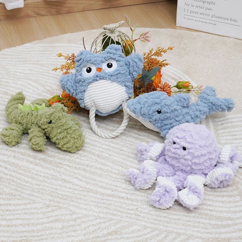 Corduroy Plush Squeaky Dog Toy - Bite-Resistant for Small & Large Dogs
