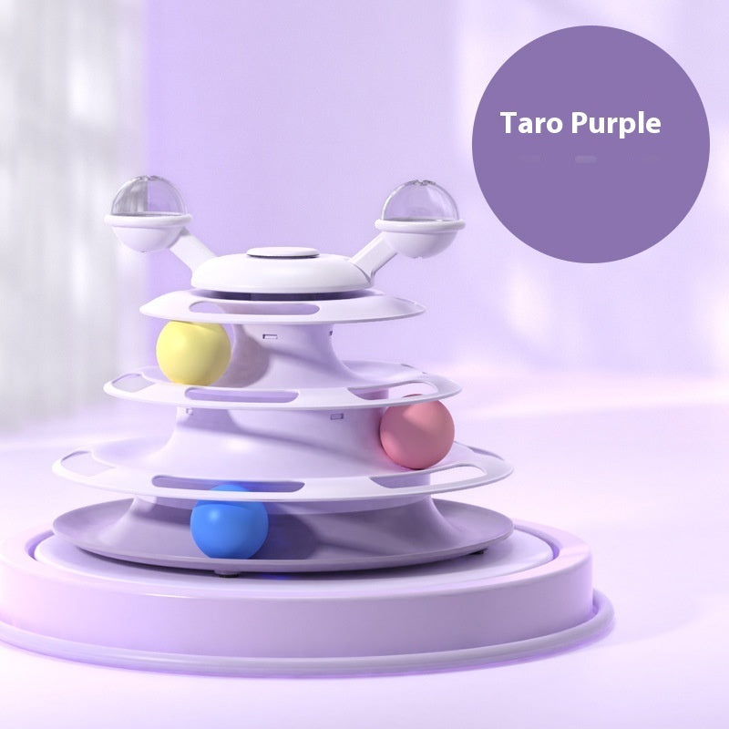 4-Level Cat Tower Toy - Interactive Roller Ball Track Puzzle