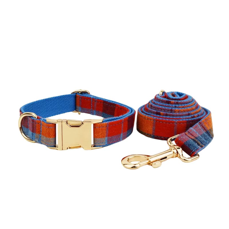 Personalized Plaid Dog Harness Set - Harness, Leash & Bow Tie
