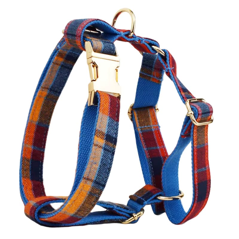 Personalized Plaid Dog Harness Set - Harness, Leash & Bow Tie