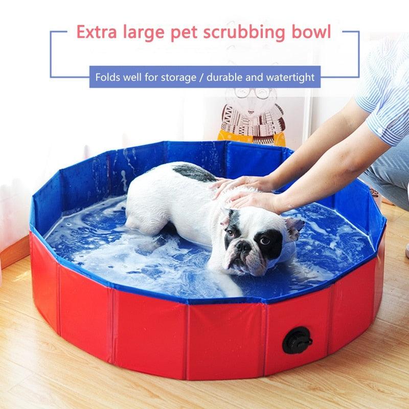 Foldable Dog Pool - Collapsible Bathing Tub for Dogs & Cats